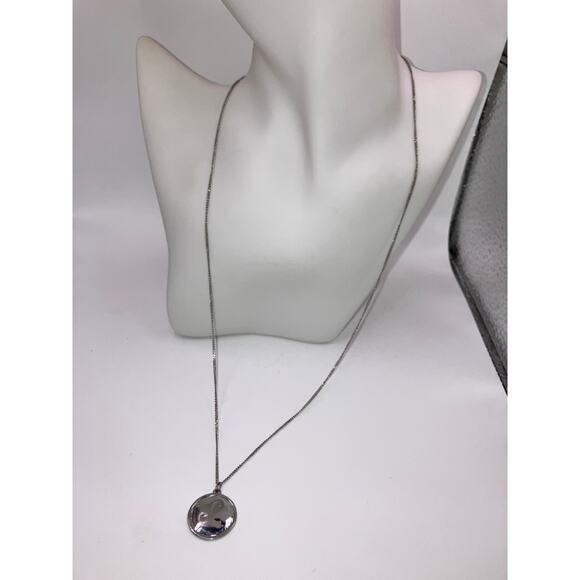 Silver-Tone Hammered Round with Edge Pendant 24.25" Necklace! - Picture 2 of 13